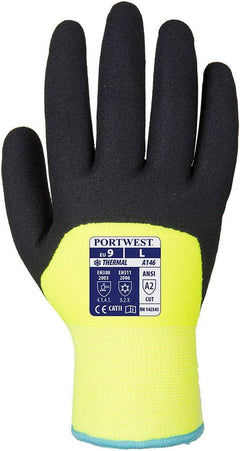 A146 Arctic Winter Glove with Flexible Sandy Nitrile Coating Grip ANSI, Yellow, Large