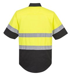 E067 Two Tone Short Sleeve ANSI Work Shirt Yellow/Black, Xx-Large