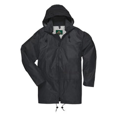 US440 Classic Waterproof Rain Jacket Wth Pack Away Hood & Sealed Seams, Black, Large