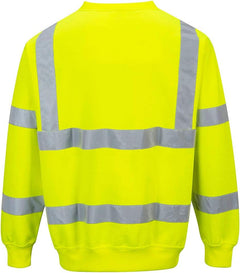 B303 Hi Vis Safety Warm Work Sweatshirt with Reflective Tape ANSI/ISEA, Yellow, XXL