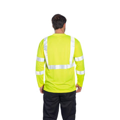S191 Hi-Vis Long Sleeve Pocket T-Shirt Yellow Tall, X-Large