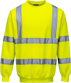 Hi-Vis Sweatshirt Pullover Jumper Safety Reflective Work Wear Warm Top ANSI 3