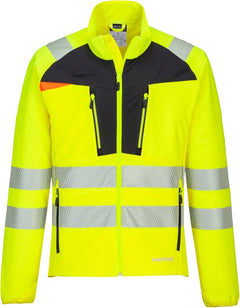 DX481 Men'S Hi Vis Lightweight Work Jacket Mid Layer Stretch Reflective Full Zip Safety Utility Workwear