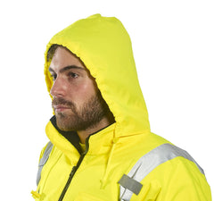 US363 Men'S Waterproof Hi Vis Reflective Two-Tone Bomber Jacket Yellow/Black Tall, Large