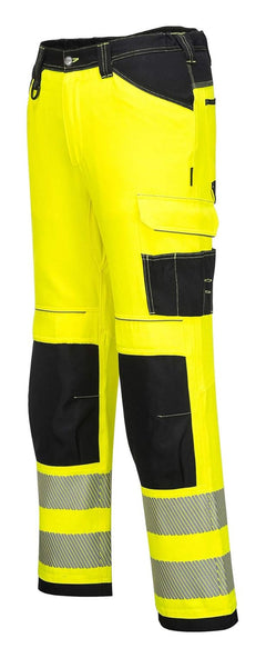 PW340 Men'S PW3 Hi Vis Safety Pants, Lightweight and Durable Workwear with Pockets and Knee Pads Yellow/Black, 40