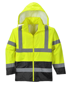 UH443 Classic Waterproof Rain Jacket in Reflective Contrast Hivis ANSI, X Large