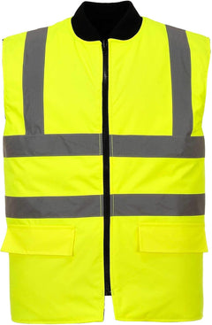 Hi-Vis Bodywarmer Viz Vest Top Work Wear Sleevless Gilet Safety Waistcoat ANSI 2, Yellow, Medium