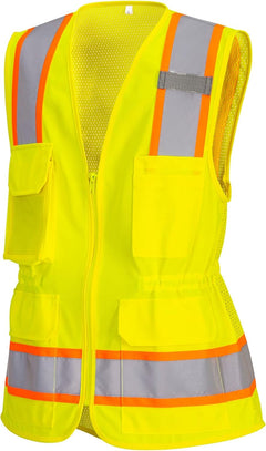 US392 Women'S Hi Vis Safety Work Vest with Reflective Tape Yellow, Large