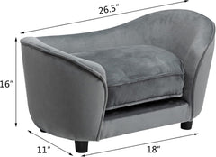 Pet Sofa Couch, Pet Sofa for Cats and Small Dogs, Cat Sleeping Bed, Ultra-Soft Snuggle Cat Sofa for Indoor Kitten, Luxury Mini Dog Couch Sofa Bed, Dark Gray