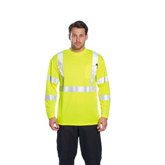 S191 Hi-Vis Long Sleeve Pocket T-Shirt Yellow Tall, Large