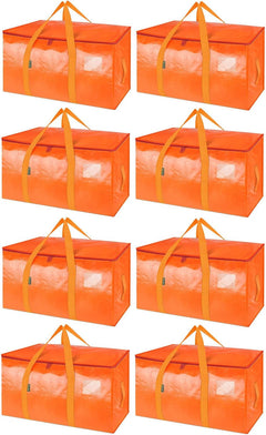 8-Pack Oversized Moving Bags with Reinforced Handles, Heavy-Duty Storage Tote for Clothes, Moving Supplies (Black, 8-Pack)