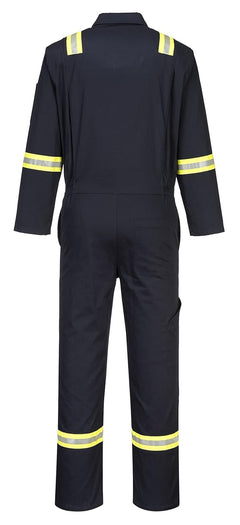 F129 Men'S Cotton Work Coveralls Iona Xtra Reflective Coveralls Workwear Overalls 100% Cotton Navy, 3X-Large