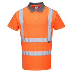 Hi-Vis S/S Polo Shirt RIS Viz Visibility Reflective Safety Work Wear Top ANSI 2, Medium Orange