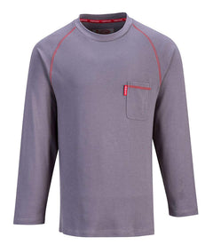 FR01 Mens Flame Resistant Bizflame Long Sleeved Crew Neck T Shirt ASTM, Navy, XXL