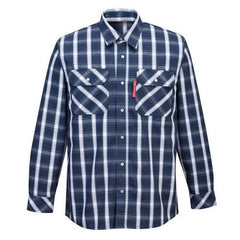 UFR97 Bizflame 88/12 FR Plaid Protective Safety Shirt Navy, Medium-KarWorkwear