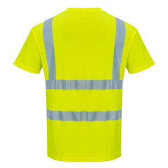 Hi-Vis T Shirt Viz Visibility Reflective Safety Work Wear Top ANSI 2, Medium Yellow