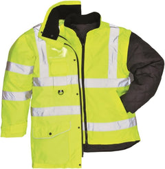 Hi-Vis 7In1 Jacket Viz Insulated Safety Visability Work Bomber Rain ANSI 3, XXL Yellow