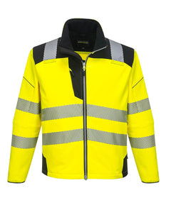 PW3 Hi-Vis Softshell Jacket Work Safety Protective Reflective Waterproof Coat ANSI 3, Small