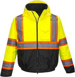 Hi-Vis Contrast Tape Bomber Viz Insulated Safety Visability Work Wear Rain ANSI 3