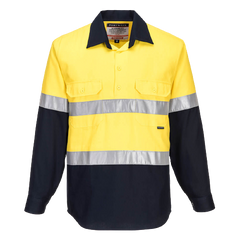 Portwest Hi-Vis Two Tone Regular Weight Long Sleeve Closed Front Shirt Tape MC10-KarWorkwear