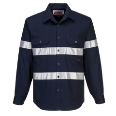 Portwest Geelong Shirt, Long Sleeve, Regular Weight Reflective Safety MA908-KarWorkwear