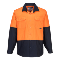 Portwest Hi-Vis Two Tone Lightweight Long Sleeve Shirt Reflective Safety MS801-KarWorkwear