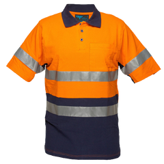 Portwest Short Sleeve Cotton Pique Polo with Tape HiVisTex Reflective Work MP618-KarWorkwear