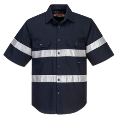 Portwest Geelong Shirt, Short Sleeve, Regular Weight Reflective Work MA909-KarWorkwear