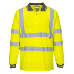 Portwest Hi-Vis Long Sleeved Polo 2 Tone Reflective Taped Work Safety S277-KarWorkwear