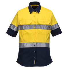 Portwest Ladies 2 Tone Regular Weight Short Sleeve Shirt with Tape Hi Vis ML109-KarWorkwear