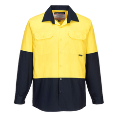 Portwest Hi-Vis Two Tone Lightweight Long Sleeve Shirt Reflective Safety MS801-KarWorkwear