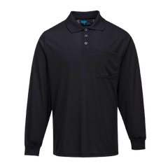 Portwest Long Sleeve Solid Colour Micro Mesh Polo Black Casual Shirt MP103-KarWorkwear