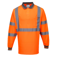 Portwest X Back L/S Polo Breathable Orange Reflective Tape Safety Work MP713-KarWorkwear