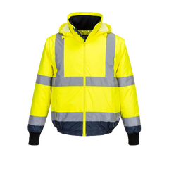 Portwest Hi-Vis Essential 2-in-1 Bomber Jacket with tape Reflective Safety MJ464-KarWorkwear