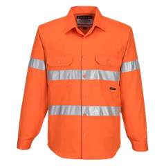 Portwest Hi-Vis Regular Weight Long Sleeve Shirt Tape Reflective Safety MA191-KarWorkwear