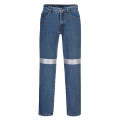 Portwest Denim Pants with Tape Pre Shrunk Reflective Tape Straight Pant MW169-KarWorkwear