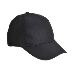 Portwest Six Panel Baseball Cap Adjustable Strap Comfortable Black Cap B010-KarWorkwear