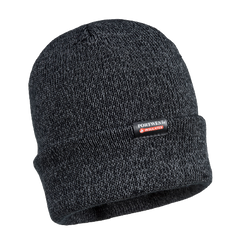 Portwest Reflective Knit Cap Insulatex Lined Black Acrylic Warmth Beanie B026-KarWorkwear