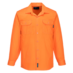 Portwest Hi-Vis Lightweight Long Sleeve Shirt Collared Button Comfy Shirt MS301-KarWorkwear