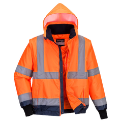 Portwest Hi-Vis Essential 2-in-1 Bomber Jacket with tape Reflective Safety MJ464-KarWorkwear