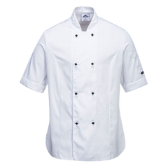 Portwest Rachel Ladies Chefs Jacket S/S Comfortable Mesh Air Sleeve Pocket C737-KarWorkwear