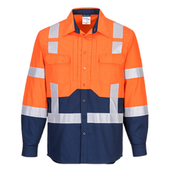 Portwest Hi-Vis Stretch Long Sleeve Shirt Reflective Tape Work Safety MS103-KarWorkwear