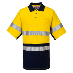 Portwest Short Sleeve Cotton Pique Polo with Tape HiVisTex Reflective Work MP618-KarWorkwear