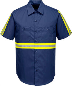 F124 Mens Reflective Iona Xtra Short Sleeve Work Shirt Navy, 4X-Large-KarWorkwear