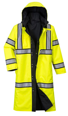 Hi-Vis Reversible Raincoat - UH447, Yellow/Black, XL