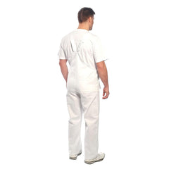 S810 Bolton White Cotton Painters Bib Overalls with Knee Pad Pockets, X Small
