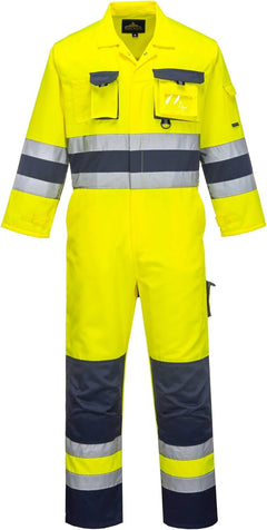 TX55 Nantes Hi Vis Coveralls - Reflective Safety Coveralls with Pockets ANSI Class 3 Yellow/Navy, Large