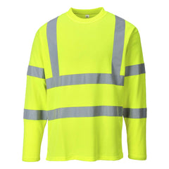 Hi-Vis T-Shirt Long Sleeves Hi Vis Work Safety Refelctive Long Sleeve ANSI 3, Yellow, X Large