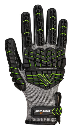 A755 anti Impact Safety Work Gloves - Nitrile Foam Cut Resistant & Impact Reducing Protective Work Gloves Black/Green, Large