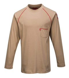 FR01 Bizflame Flame Resistant Crew Neck Sweatshirt Khaki, Large